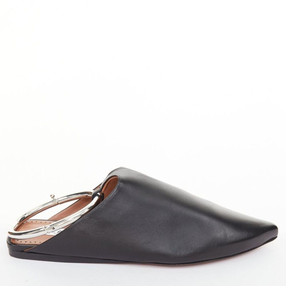 Alaia 2022 La Babouche Black Leather Toe Ring Mules